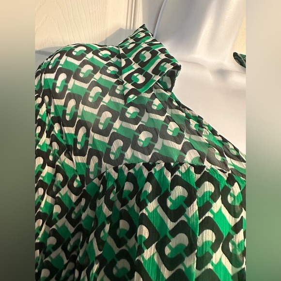 Heidi Print Long Sleeve Shift Dress Diane Von Furstenberg Size Large. Green. - Picture 7 of 16
